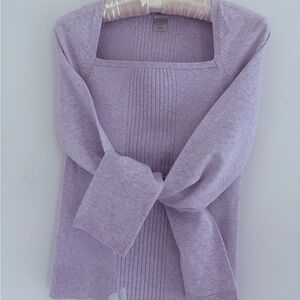 Cotton Lilas Ribbed  Sweater, M